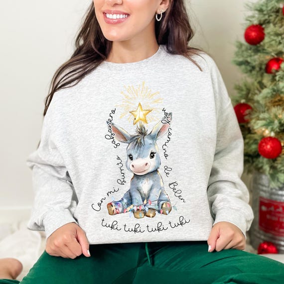 Spanish Christian Carol Shirt Burrito Sabanero Ugly Sweater Holiday Hispanic Culture Tuki Tuki Donkey Sweatshirt Mexican Latina Mom gift
