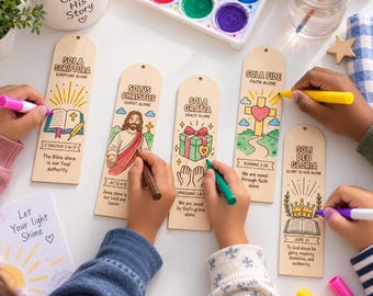 Bible School favors for kids Reformation Craft Church Five Solas Activity & Homeschool Coloring Lesson Protestant History Keepsake Gift