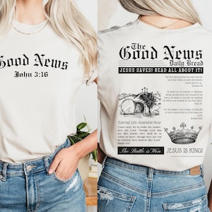 Good News He is Risen Christian Shirt for Women Jesus tee Christian gift Birthday present men Bible Verse crewneck Streetwear Church apparel
