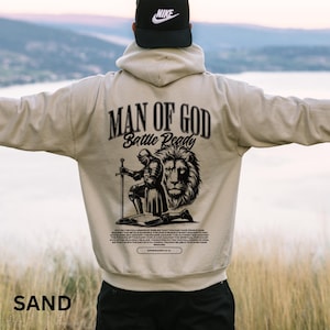Man of God Christian Hoodie Armor of God Sweatshirt  Religious gift for Men Bible Verse Faith based Mens Christian shirt Husband Fathers Day