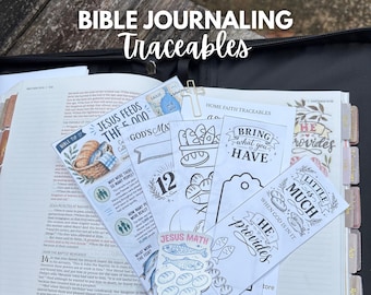 Bible Journaling Traceable Set Jesus Feeds 5000 Tip Insert Loaves and Fishes Miracle NT Bible Study He will Provide Verse Sticker God's Math