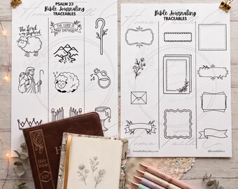 Psalm 23 Bible Journaling Traceable Sheets for Beginners Printable Bible Study The Lord is my Shepherd Verse Mapping Kit for Scripture