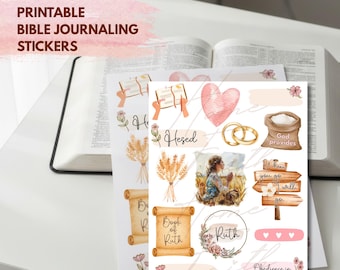 Ruth Bible Journaling Stickers Christian Printable Stickers Women of the Bible Scripture Study Planners Watercolor Faith Stickers Scrapbook