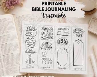 Jesus Feeds 5000 Traceable Set Bible Journaling for Beginners Printable Bible Study Verse Mapping Kit Loaves and Fishes Scripture tracing