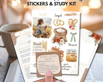 Ruth Bible Journaling Sticker Sheet Christian Planner Watercolor Faith Stickers Women of the Bible Scripture Study Scrapbooking devotional