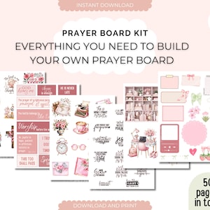 Roze gebedsbord kit afdrukbaar gebedsbord feestidee christelijk visiebord kit cadeau voor vrouwen ministerie bijbelstudie gebedsverzoekkaarten