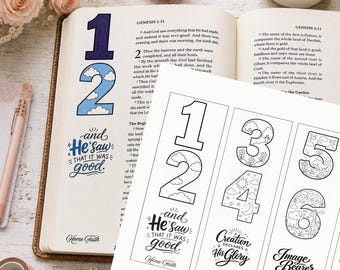 7 Days of Creation Bible Journaling Traceables Genesis Bible Study Journal Supplies for Beginners Scripture Kit Printable PDF Coloring page