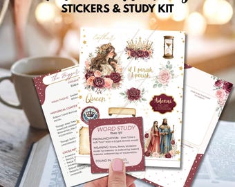 Esther Bible Journaling Sticker Sheet Christian Planner Watercolor Faith Stickers Women of the Bible Scripture Study Scrapbooking devotional