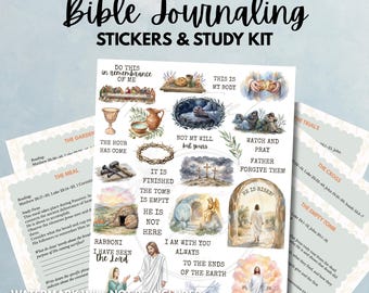 Resurrection Bible Journaling Sticker Sheet and Study Guide The Last Supper Tip ins Crucifixion Empty Tomb Good News The Story of the Cross