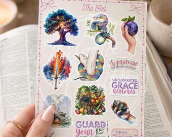 Genesis 3 Bible Journaling Sticker Sheet Adam and Eve Tip Ins for Bible Study Inserts Garden of Eden Scrapbooking Ephemera Journaling Kit