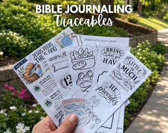 Bible Journaling Traceable Set Jesus Feeds 5000 Tip Insert Loaves and Fishes Miracle NT Bible Study He will Provide Verse Sticker God's Math