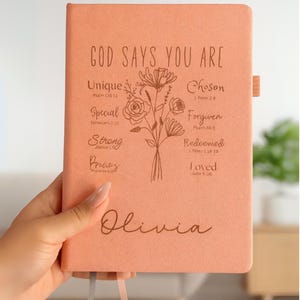 Personalized Christian Gift God says You are Journal Bible Verse Religious Notebook Custom Birth Month Flower Friend Birthday Graduation