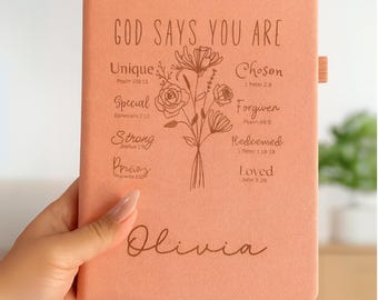 Personalized Christian Gift God says You are Journal Bible Verse Religious Notebook Custom Birth Month Flower Friend Birthday Graduation