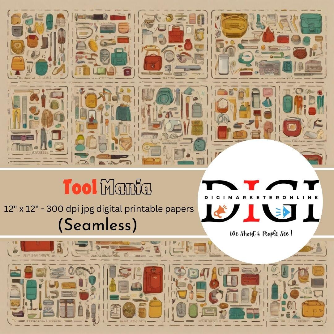 Mania Roll Pattern Tool Mania SEAMLESS Digital Pattern Scrapbooking Papers for Planners ...