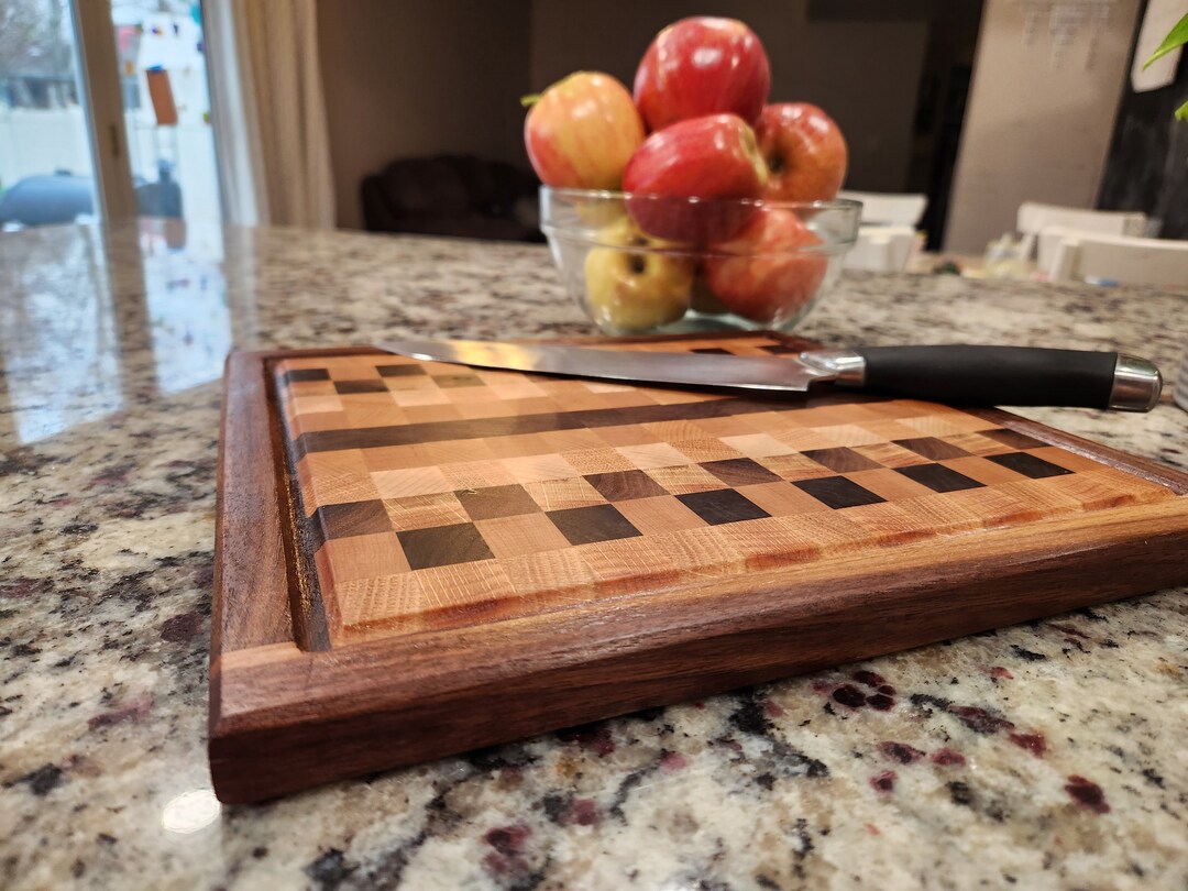 Handcrafted Thin End Grain Cutting Board Black Walnut Red Etsy
