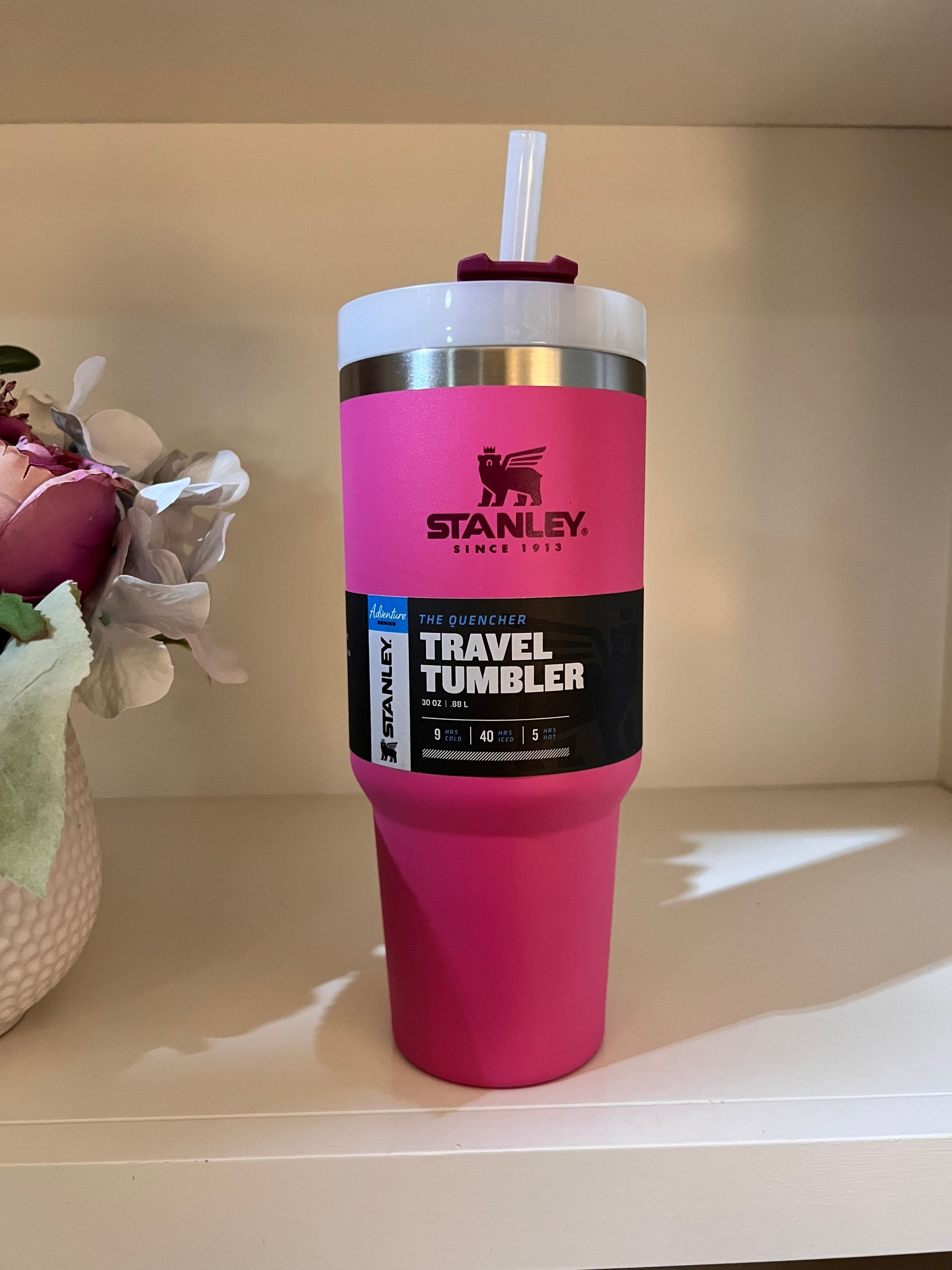 Stanley Dupe Travel Tumbler 40 OZ -  - Stylish Stanley Tumbler - Pink  Barbie Citron Dye Tie