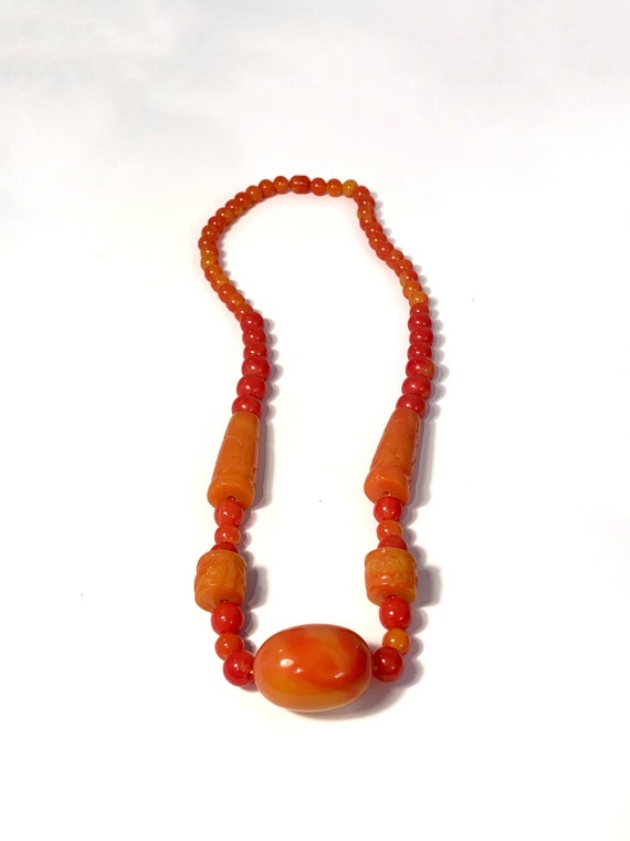 RARE Art Deco Necklace | Bakelite Necklace | 13" Strand | Bakelite | Bakelite Beads | Vintage Necklace Costume Jewelry | Orange Butterscotch