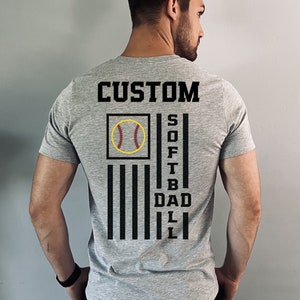 Custom Softball Shirt For Dad, Personalized T-Shirt For Coach Gift For Husband Game Day Tee For Men, Fathers Day Tshirt for Sports Dad Idea