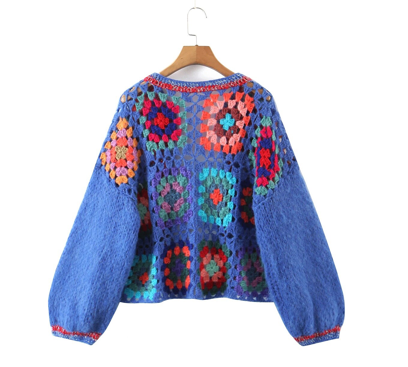 Crochet Flower Knit Sweater Cardigan Etsy Australia
