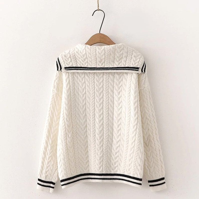 Sailor Collar Stripe Knit Sweater Jumper Pullover Etsy Australia