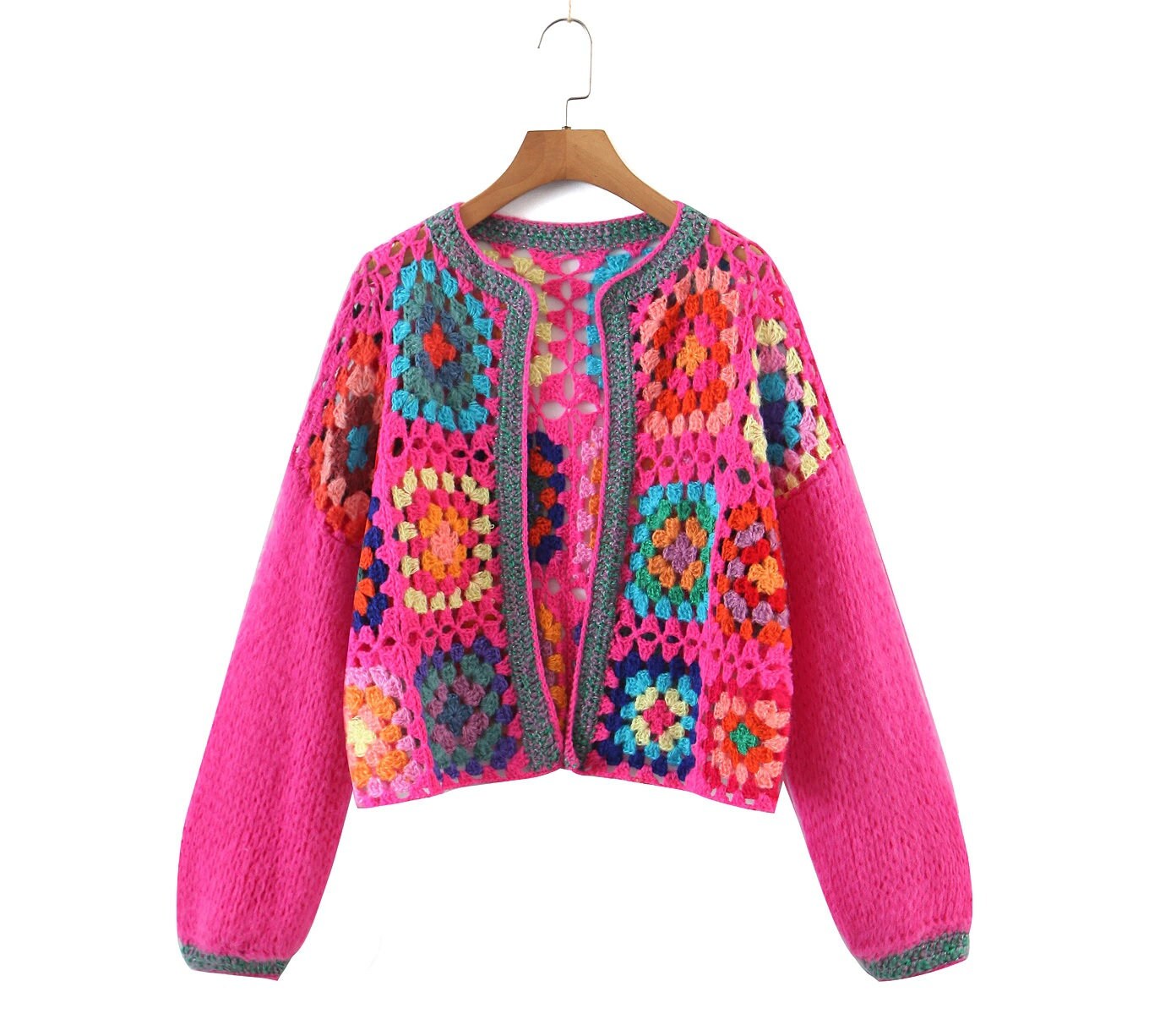 Crochet Flower Knit Sweater Cardigan Etsy Australia