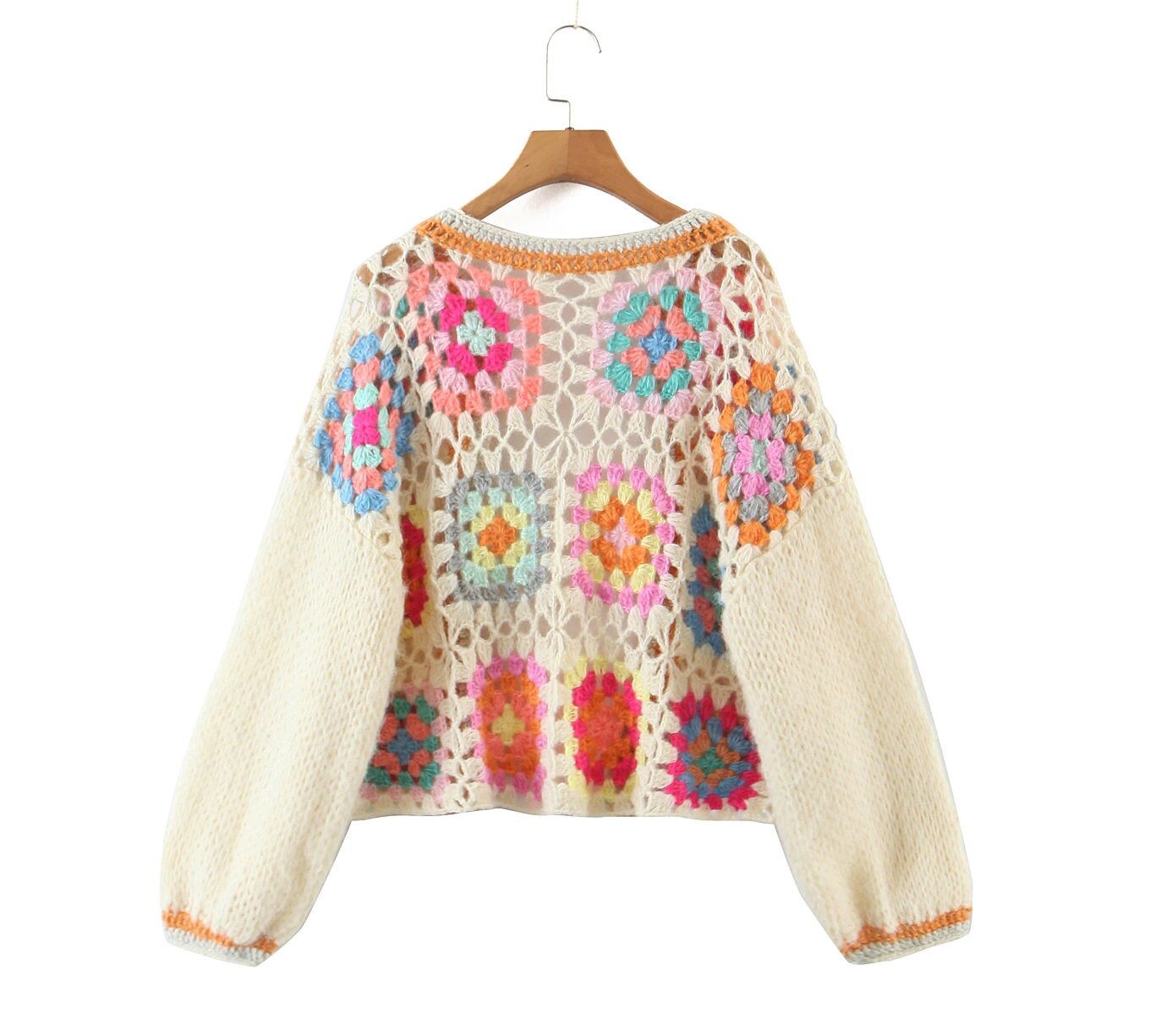 Crochet Flower Knit Sweater Cardigan Etsy Australia