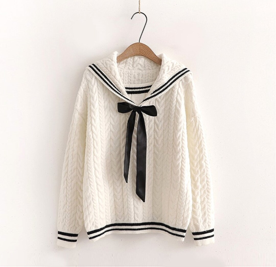 Sailor Collar Stripe Knit Sweater Jumper Pullover Etsy Australia