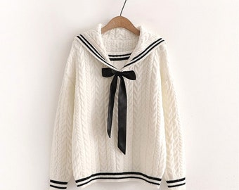 Sailor Sweater Stripe Sweater Knit Sweater Jumper Pullover