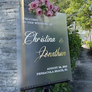 Elegant Acrylic Wedding Welcome Sign - Frosted Acrylic Wedding Sign - 3D Wedding Signage for Wedding Reception