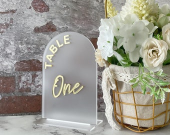 Frosted Acrylic Wedding Table Numbers - Arch Table Numbers - Wedding Table Decor - Wedding Table Signs - Wedding Signage