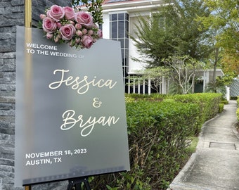 Frosted Acrylic Wedding Sign - Wedding Welcome Sign - Custom Wedding Sign - Wedding Signage - Wedding Decorations