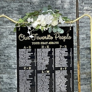 Plan de table de mariage suspendu - plan de table alphabétique - plan de table de mariage - disposition des sièges