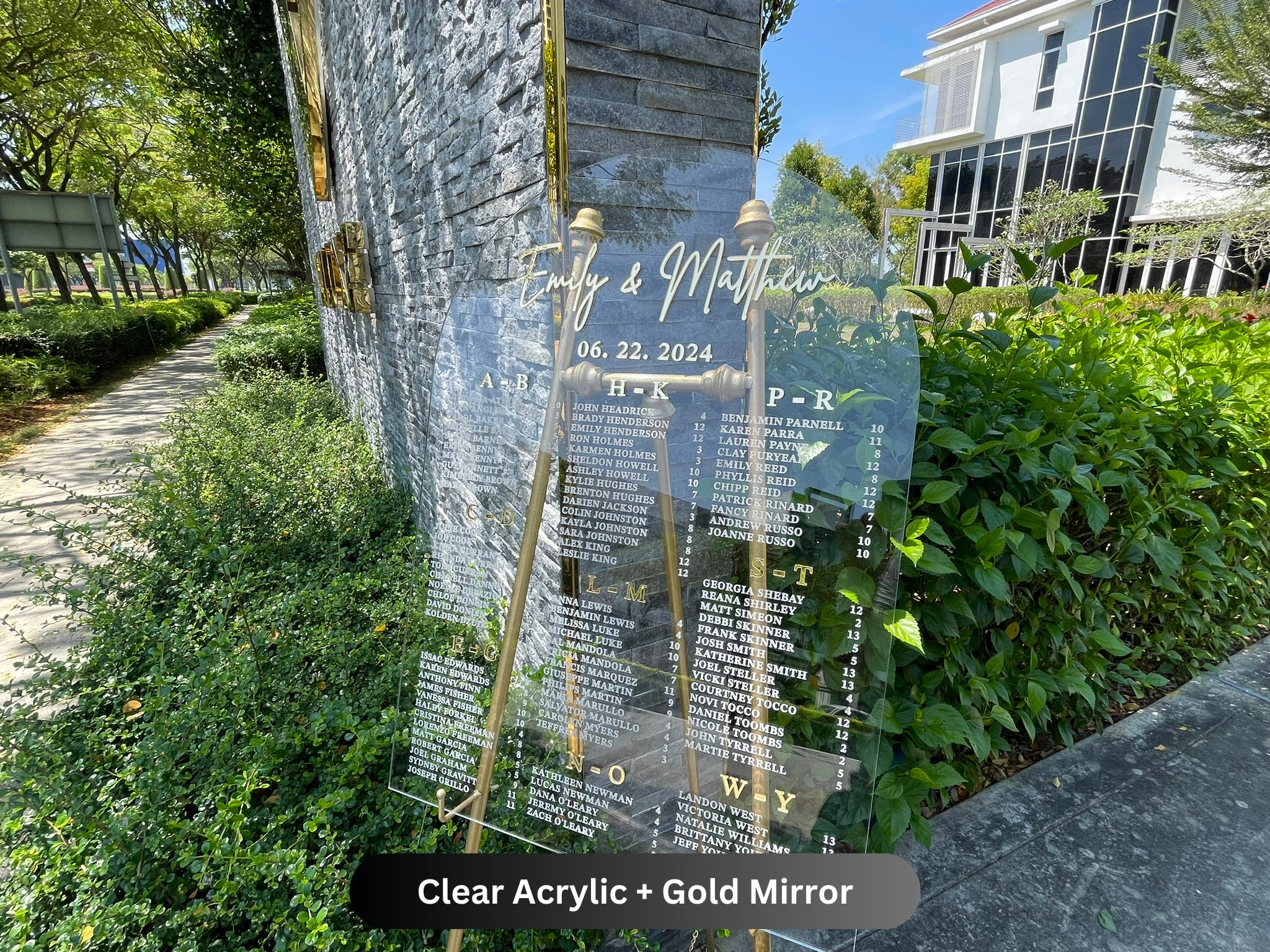 Sitzplan für die Hochzeit – Acryl-Sitzplan – Tisch-Sitzplan – Alphabetischer Sitzplan – Sitzplanschild