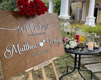 3D Welcome to The Wedding Sign - Wooden Wedding Sign - Wedding Welcome Sign - Rustic Wedding Decor