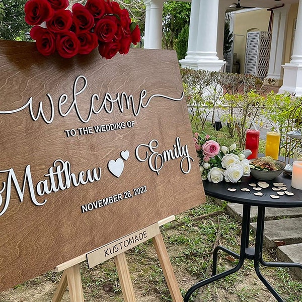 3D Welcome to The Wedding Sign - Wooden Wedding Sign - Wedding Welcome Sign - Rustic Wedding Decor