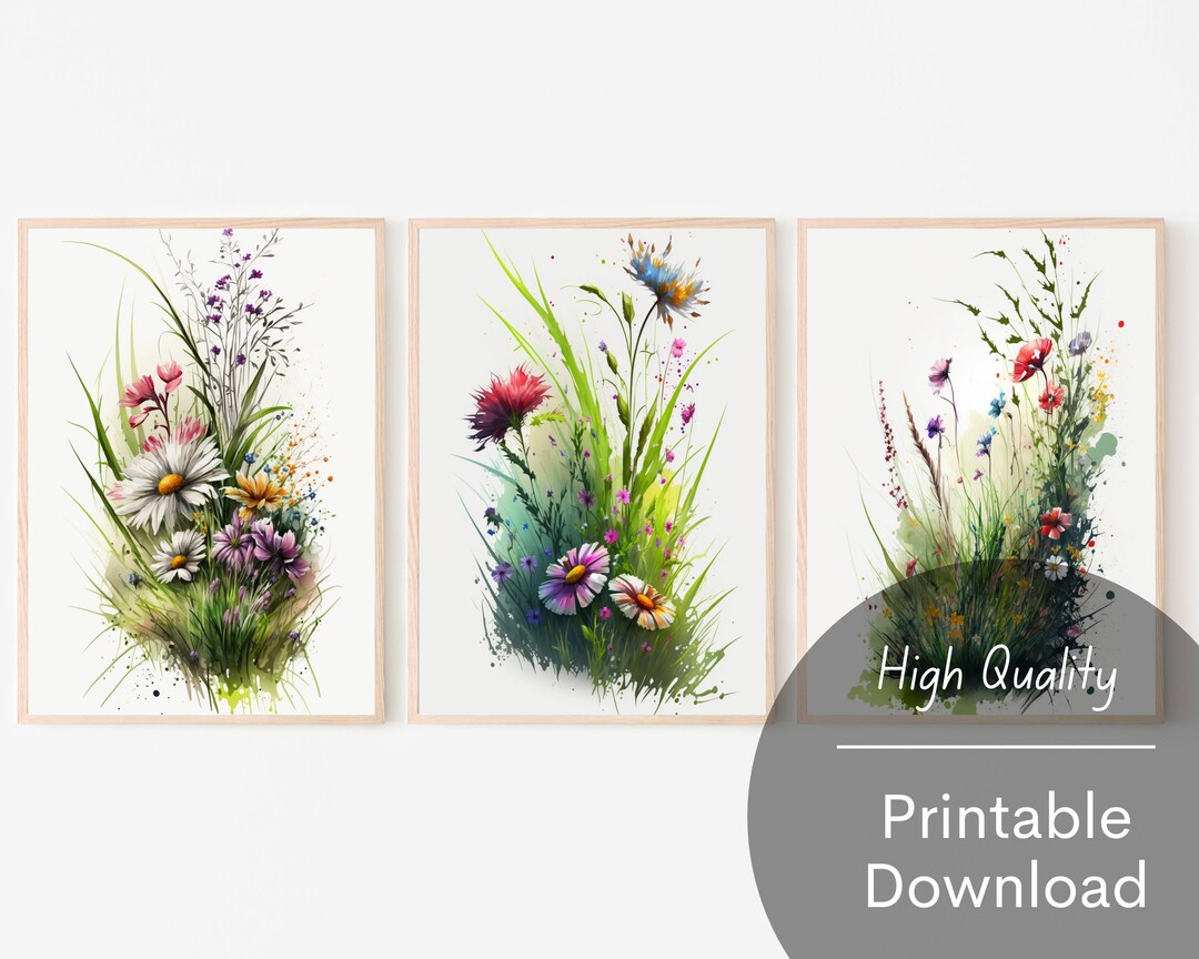 Wild Flowers Watercolor Digital Art Flower Digital Wall Art Floral Art ...