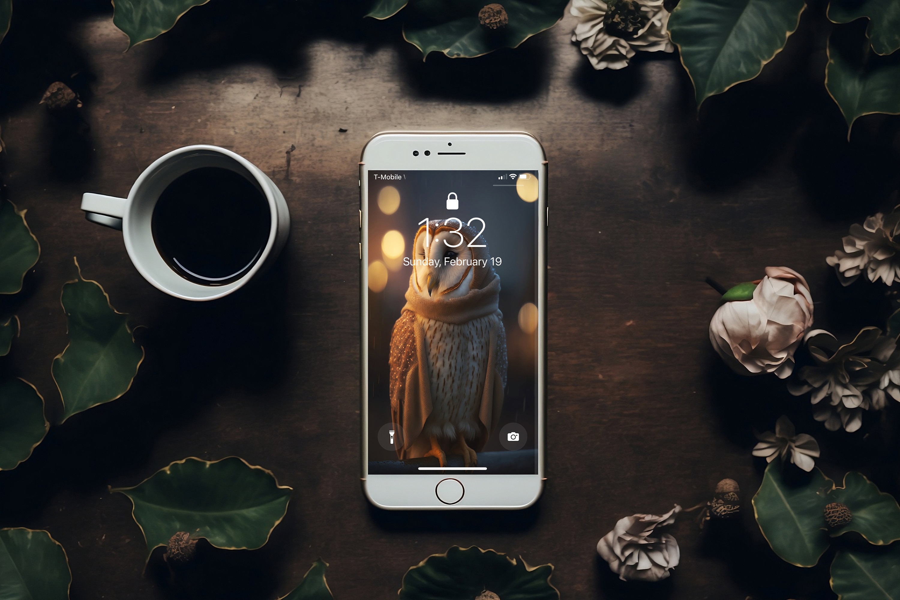 AI Digital Art Titled "Barn Owl on sidewalk" for iPhone Wallpaper, Digital Download, Print