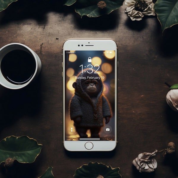 AI Digital Art Titled "Gorilla on sidewalk" for iPhone Wallpaper, Digital Download, Print Yourself, Wall Art, Printable