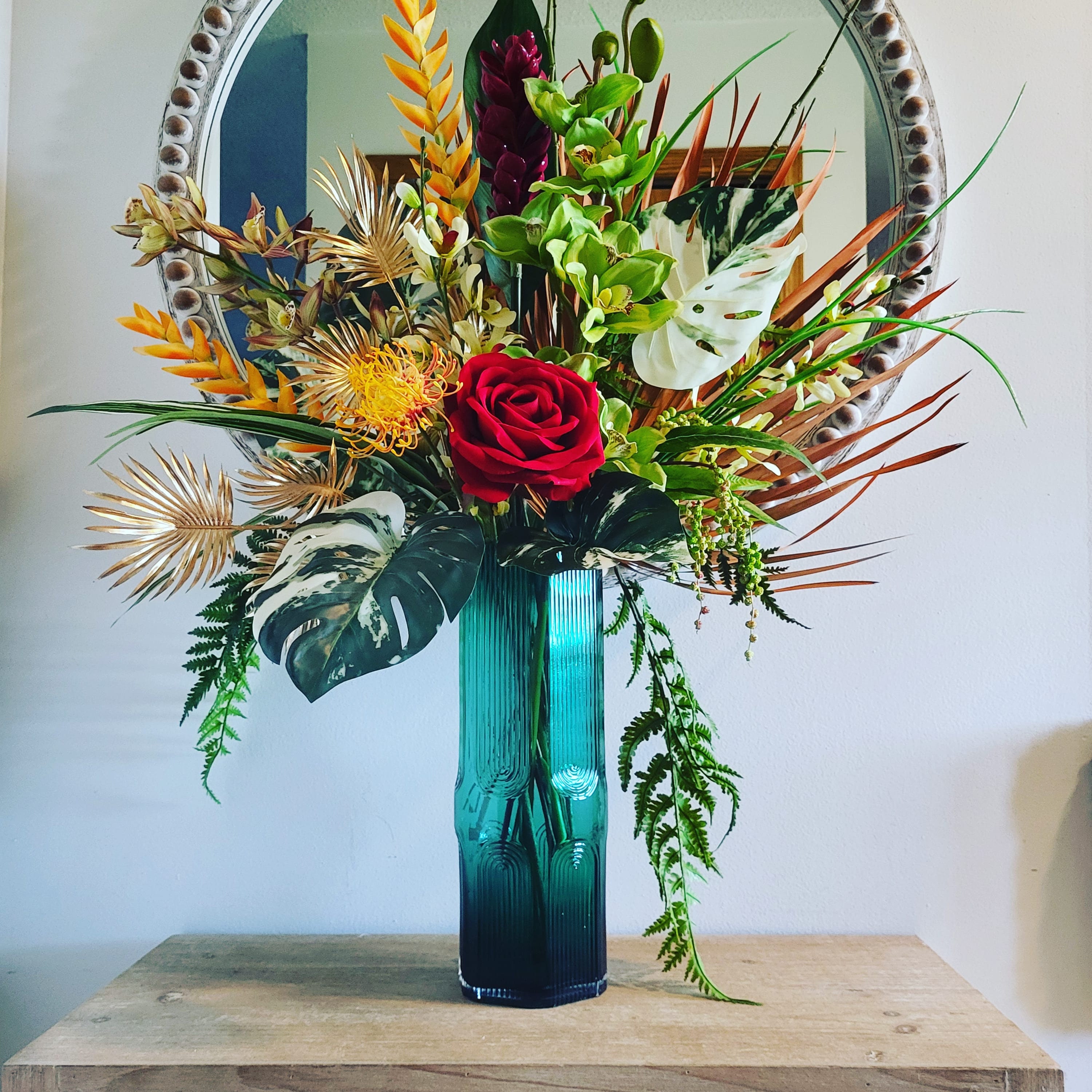 Modern Tropical Tall One sided Floral Arrangement Etsy