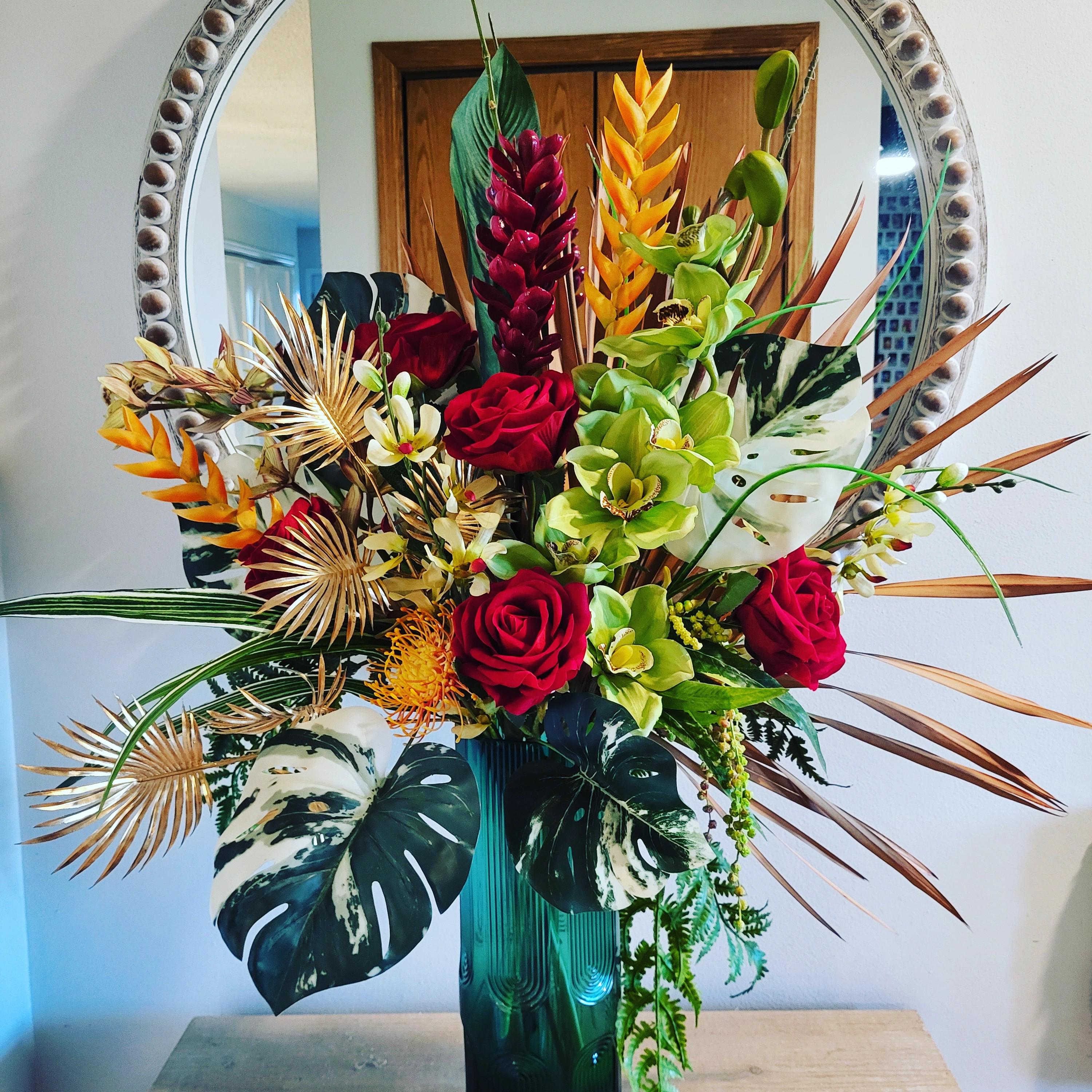 Modern Tropical Tall One-sided Floral Arrangement - Etsy