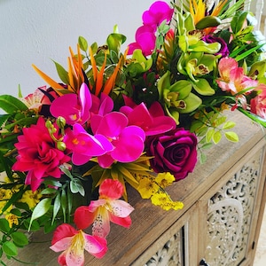 XL Modern Long Tropical Floral Dining Centerpiece