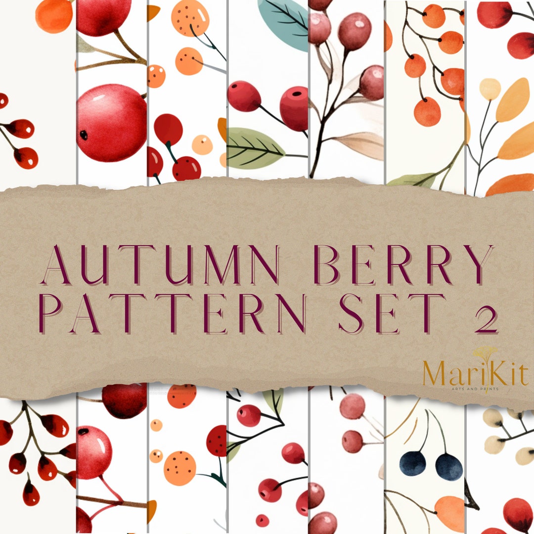 Autumn Berry Pattern 2, Pattern, Prints, Flowers, Summer, Fall, Art ...