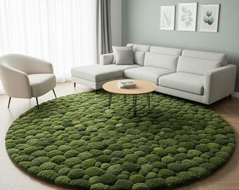 3D Bubble Moss Handgetufteter Grüner strukturierter Wollteppich, Handgemachte Wolle Abstrakte runde Form Benutzerdefinierte moderne Wohnzimmer Kinder Wohnkultur Teppich