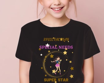 Super Star  Youth Special Needs Disability Autism T-shirt Social Alert Pull on T-shirt Excursion Group Tee