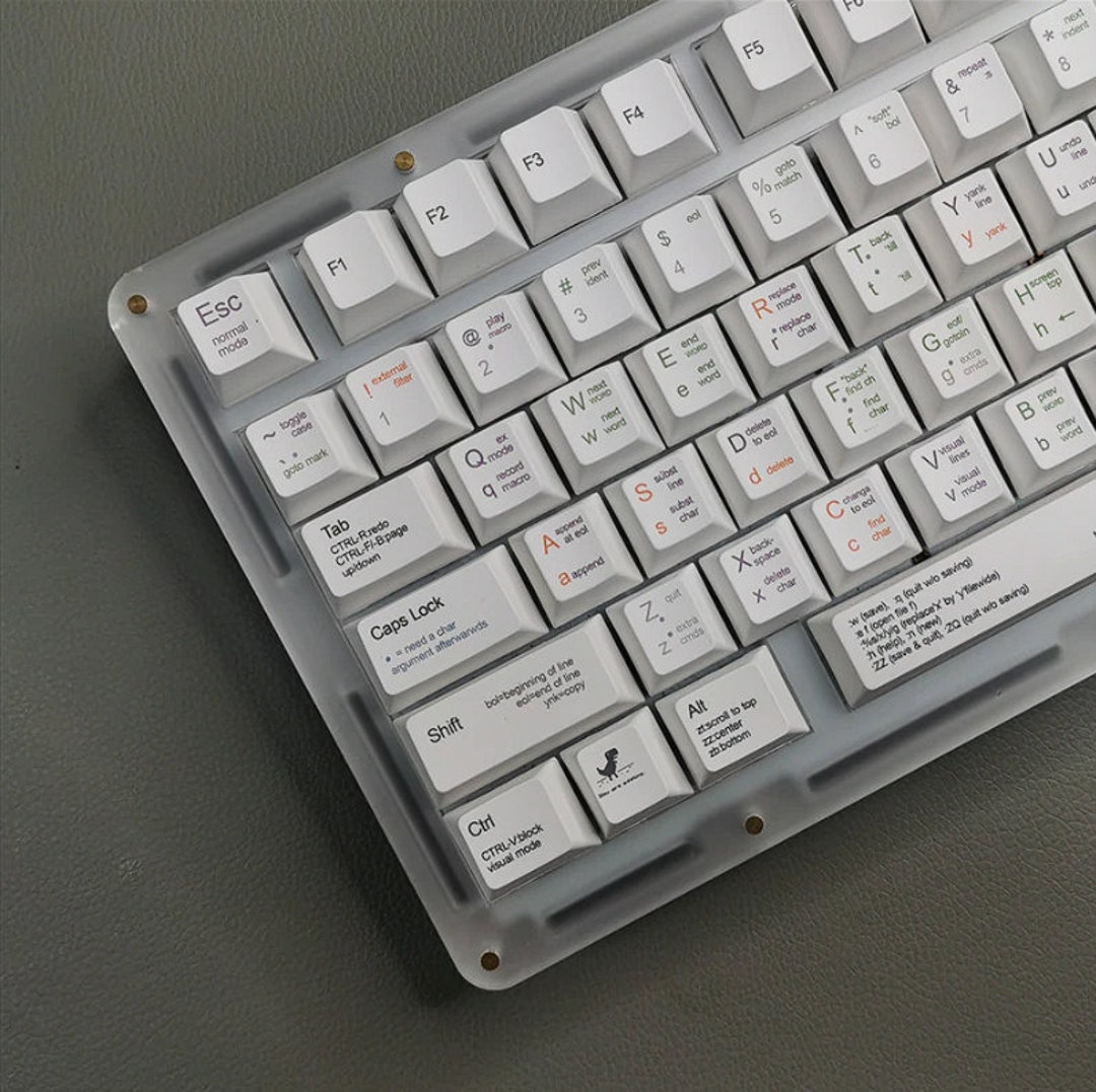 Vim Programmer Themed White PBT Keycaps Cherry Profile MX Stem 131 Keys