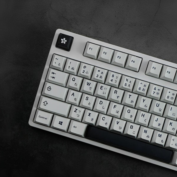 Minimalistisch zwart/wit PBT Japanse Keycaps Cherry Profile MX-stem 129 toetsen voor mechanisch en optisch gamingtoetsenbord