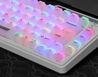 Milky White Translucent, Transparent, Frosted, 122 Keys, PC ABS, Cherry Profile for Mechanical Gaming Keyboard