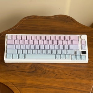 Gradient Colored Pastel Themed Keycap Set, 127 Keys, Shine Through, Dye Sub PBT, Back Lit, Side Print, Cherry Profile,MX Mechanical Keyboard