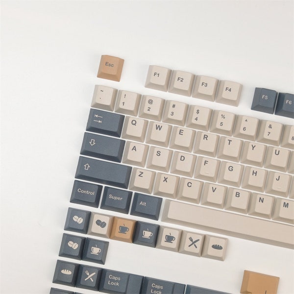 Coffee Themed Keycaps 140 Keys PBT Cherry Profile Keycap Set DYE-Sublimation Keycap For Mechanical Keyboard