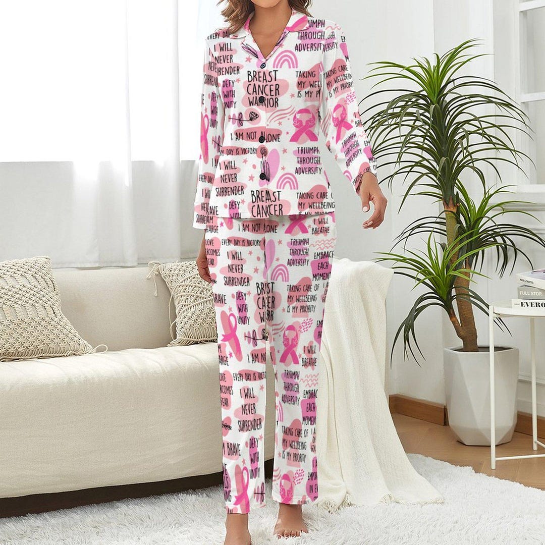 Pajama Set, Breast Cancer Month, Cancer Fighter, Survivor, Breast